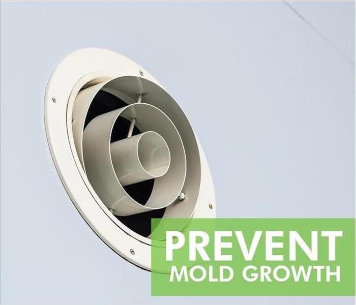 Bathroom fan with the phrase Prevent Mold Growth