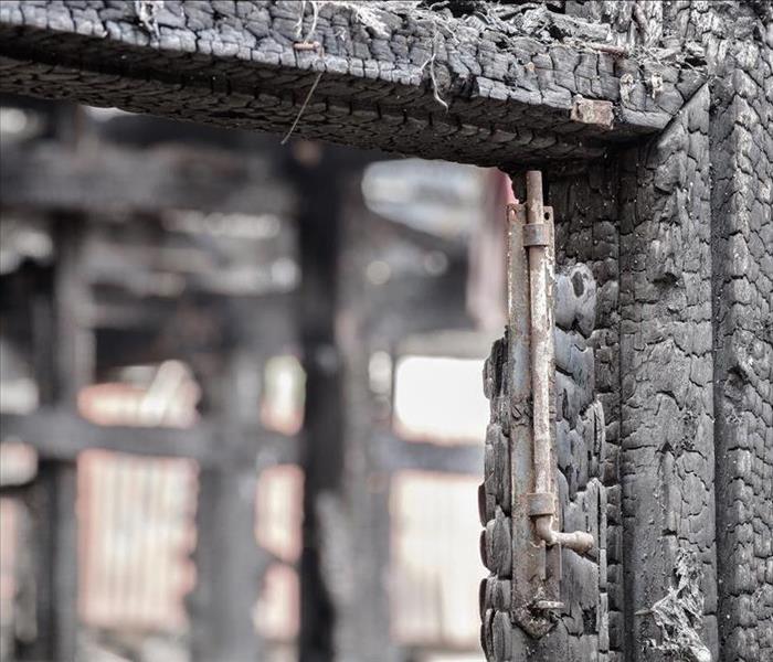 Structure of a window frame burned.